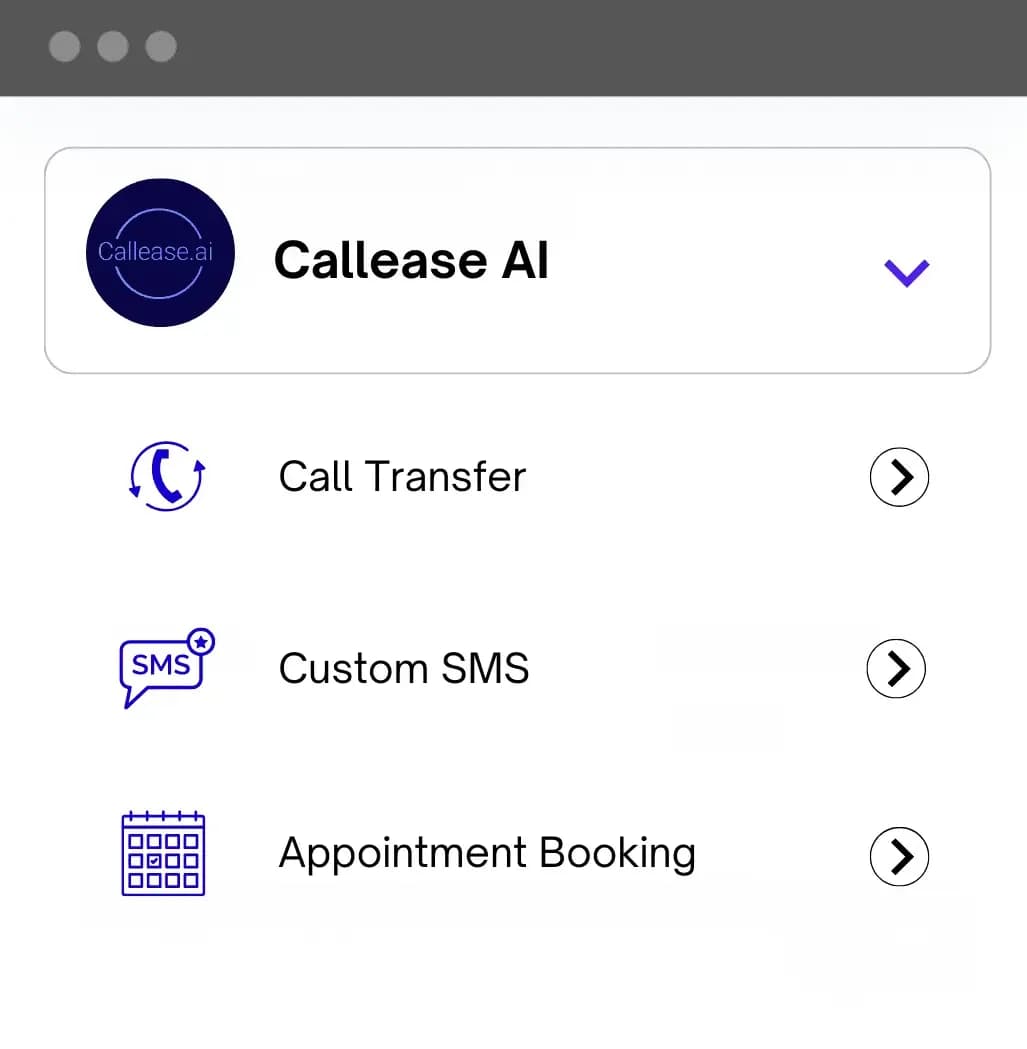 Call transfer, custom SMS and appointment booking in the Callease AI app